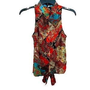 Faisca Aztec Print Sheer Blouse